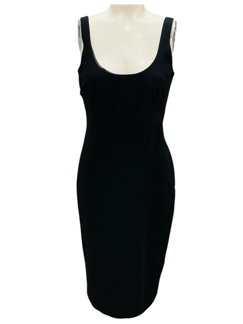 MOSCHINO CHEAP AND CHIC BLACK SLEEVELESS CREPE MIDI COCKTAIL DRESS
